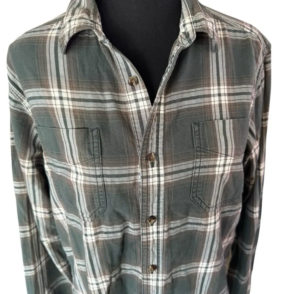 The North‎ Face Purple Label Men’s Small Plaid Flannel Button Down Shirt Green